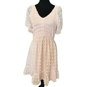 New ~ TECREW ~ V-Neck Smocked Mini Dress Size L FALL